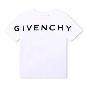 Givenchy Boys Stretched Logo T-shirt in White 06A 100% Cotton - Trimming: 97% Cotton, 3% Elastane