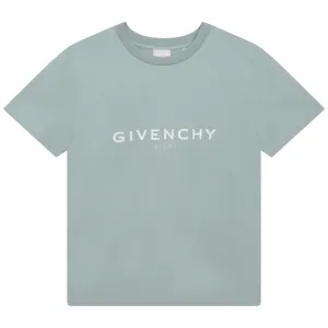 Givenchy Boys Classic Logo T-shirt in Turquoise Blue 12A Pale 100% Cotton - Trimming: 97% Cotton, 3% Elastane