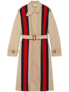 GUCCI - Web Detail Cotton Trench Coat #1248551