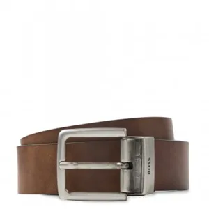 Hugo Boss Mens Classic Leather Belt Brown One Size