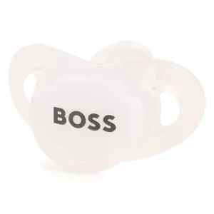 Boss Logo Pacifier in White UNQ 100% Polypropylene - Trimming: Silicone