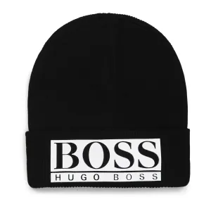 Hugo Boss Boys Black Logo Beanie Hat 56 cm