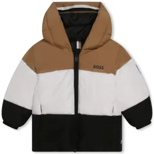 Boss Baby Boys Three Colour Jacket in Black White Brown 02A Chocolate 100% Polyester - Trimming: 98% Polyester, 2% Elastane Lining: Padding: