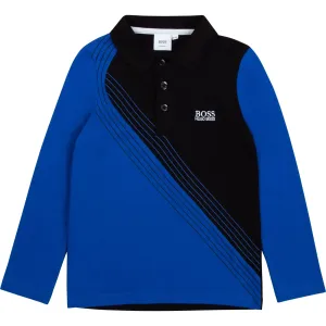 Hugo Boss Boys Long Sleeve Polo Blue & Black 10Y