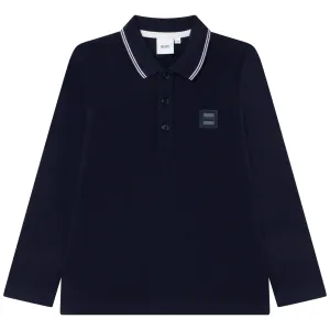 Hugo Boss Boys Navy Logo Polo Shirt 10Y Black