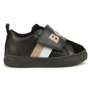 Boss Baby Boys Stripe Sneakers in Black 30 100% Leather - Lining: Outsole: Synthetic