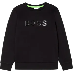 Hugo Boss Boys Black Cotton Logo Sweater 14Y