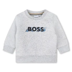 Boss Baby Boys Logo Sweater in Grey 02A Chine 87% Cotton, 13% Polyester - Trimming: 97% 3% Elastane