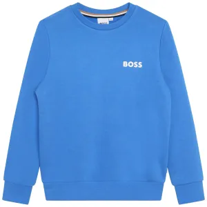 Boss Boys Classic Jumper in Blue 04A Navy 87% Cotton, 13% Polyester - Trimming: 97% 3% Elastane