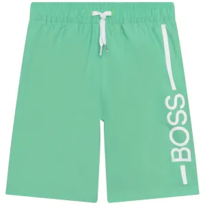 Hugo Boss Boys Logo Swim Shorts Green 12Y