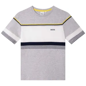 Hugo Boss Boys Chest Logo T Shirt Grey 8Y