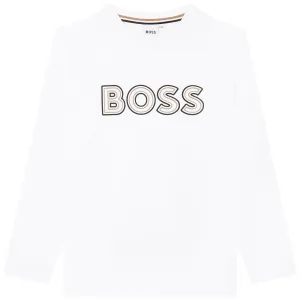 Hugo Boss Boys Long Sleeved T-shirt White 16Y