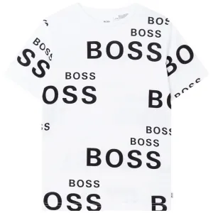 Hugo Boss Boys White Logo T-shirt 10Y