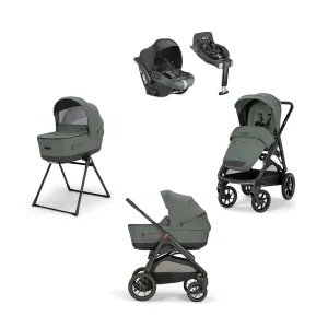 Aptica XT System Taiga Green, Darwin Infant Recline car Seat, 360° I-size Base, Black Chassis