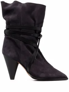 ISABEL MARANT - Lidly Velvet Heel Ankle Boots #820459