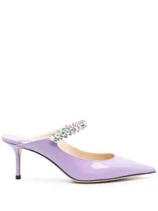 JIMMY CHOO - Bing 65 Crystal Strap Patent Leather Mules