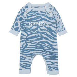 Kenzo Baby Boys Cotton Knit Romper Blue 6M