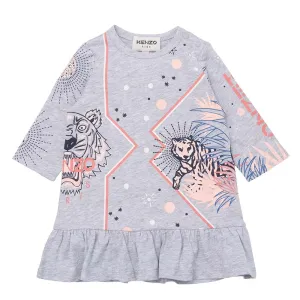 Kenzo Baby Girls Tiger Print Dress Grey 4Y
