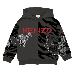 Kenzo Boys Animal Print Hoodie Grey 10A