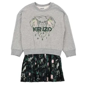 Kenzo Girls Elephant Print Sweater And Dress Grey 10Y