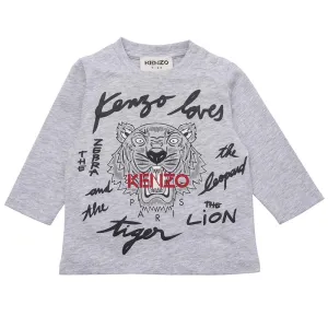 Kenzo Baby Boys Long Sleeve Tiger T-shirt Grey 12M