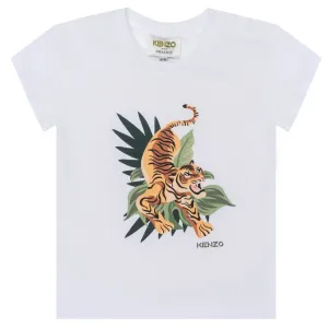 Kenzo Baby Boys T-shirt Tiger Print White 2Y