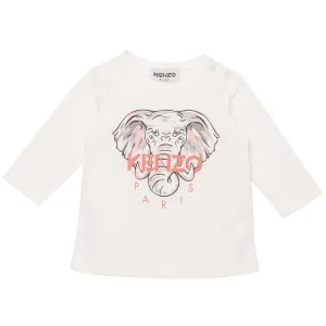 Kenzo Baby Girls Elephant Print T-shirt White 12M