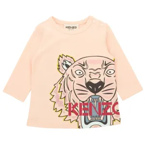 Kenzo Baby Girls Tiger Print Long Sleeved T-shirt Pink 12M