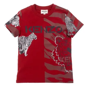Kenzo Boys Animal Print T-shirt Red 2A