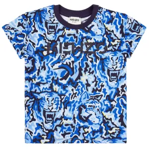 Kenzo Boys Graphic Print T-shirt Blue 4Y #1086712