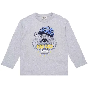 Kenzo Boys Long Sleeve Tiger T-shirt Grey 4A