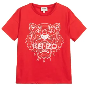Kenzo Girls Tiger Logo T-shirt Red 12Y