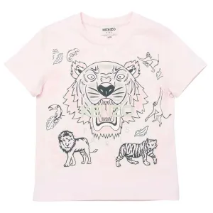 Kenzo Girls Tiger Print T-shirt Pink 10A