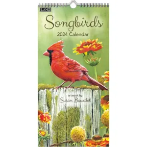 Songbirds Slim Vertical 2024 Wall Calendar