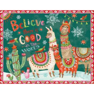 Holly Llama Boxed Christmas Cards (18 pack) w/ Decorative Box by Debi Hron