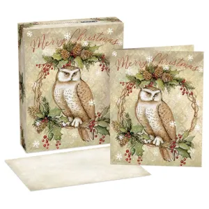 Owl Pinecone Boxed Christmas Cards