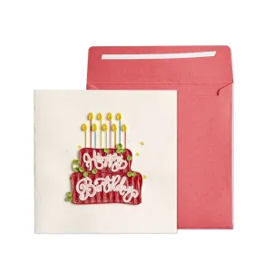 Red Cake Quilling Birthday Card #13846