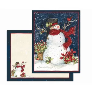 Snowman Scarf Boxed Christmas Cards (18 pack) w/ Decorative Box by Susan Winget