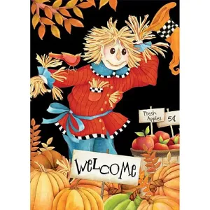 Welcome Scarecrow Outdoor Flag-Large - 28 x 40