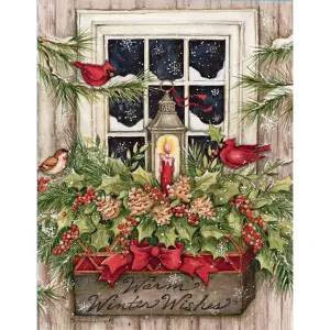 Window Box Snow Christmas Cards by Susan Winget