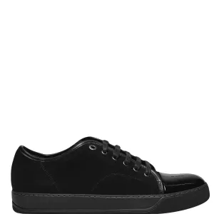 Lanvin Mens Suede And Patent Low Top Sneakers Black 10