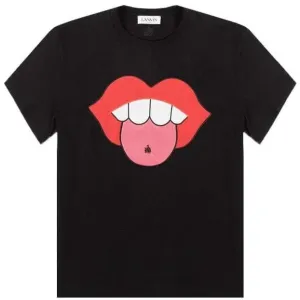 Lanvin Men's Applied Artwork Mouth T-shirt Black XS