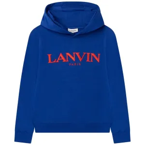 Lanvin Boys Logo Hoodie Blue 12Y