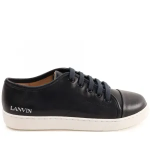 Lanvin Boys Leather Trainers Navy Eu34