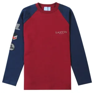 Lanvin Boys Badge Long Sleeve T-shirt Burgundy 10Y