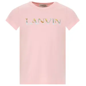 Lanvin Girls Logo T-shirt Pink 10Y