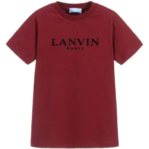 Lanvin Paris Boys Logo T-shirt Burgundy 8Y #1087075