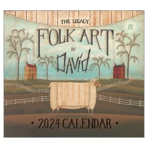 Folk Art by David 2024 Mini Wall Calendar