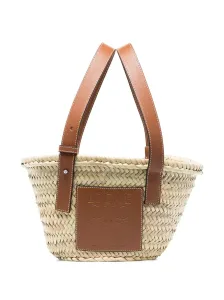 LOEWE PAULA'S IBIZA - Basket Small Raffia And Leather Tote Bag #722382