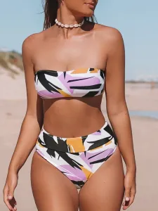 LW SXY Bandeau Printed Color High Waisted Bikini Set #805881
